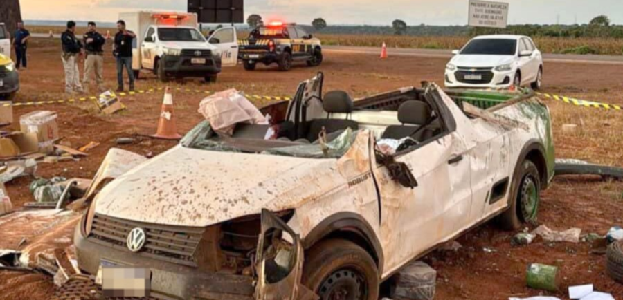 Picape capota e motorista morre na BR-163 entre Itaúba e Sinop