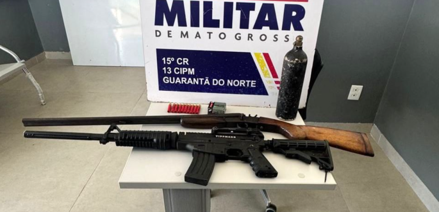 Armas de suspeito de feminicídio morto no Paraguai são apreendidas em Guarantã