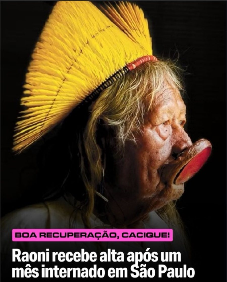 Cacique Raoni tem alta após um mês